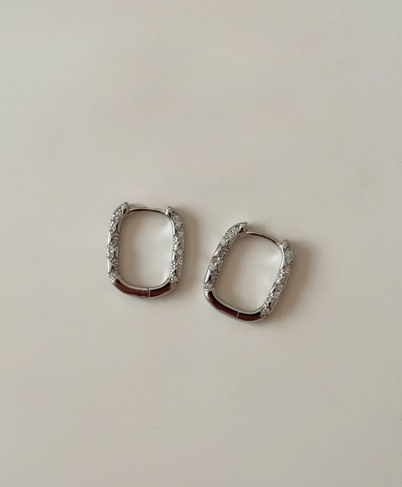 Taşlı Mini Küpe Silver