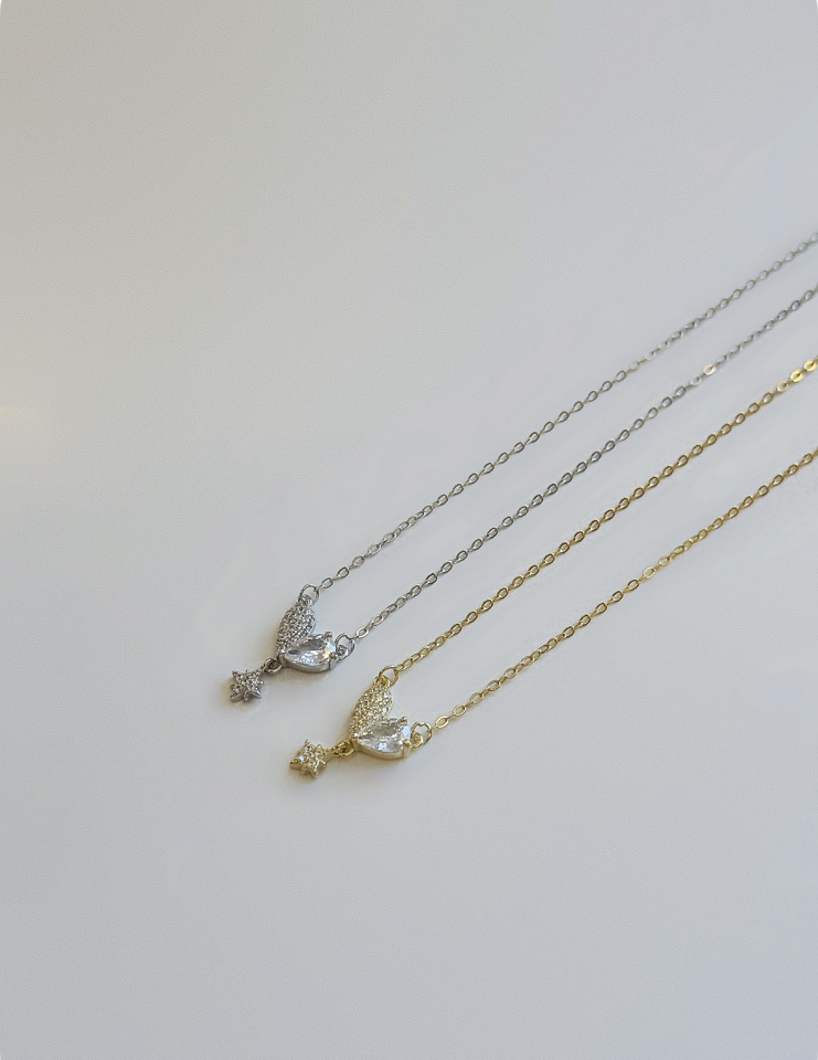 Diamond Heart Kolye Silver