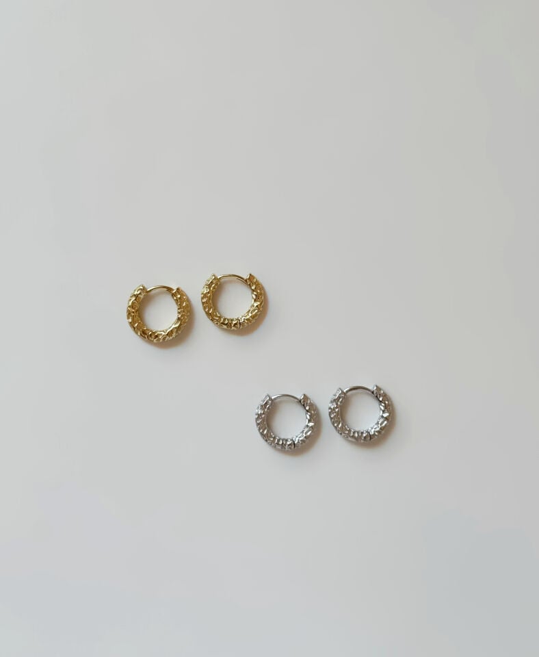 Dokulu Mini Küpe Silver
